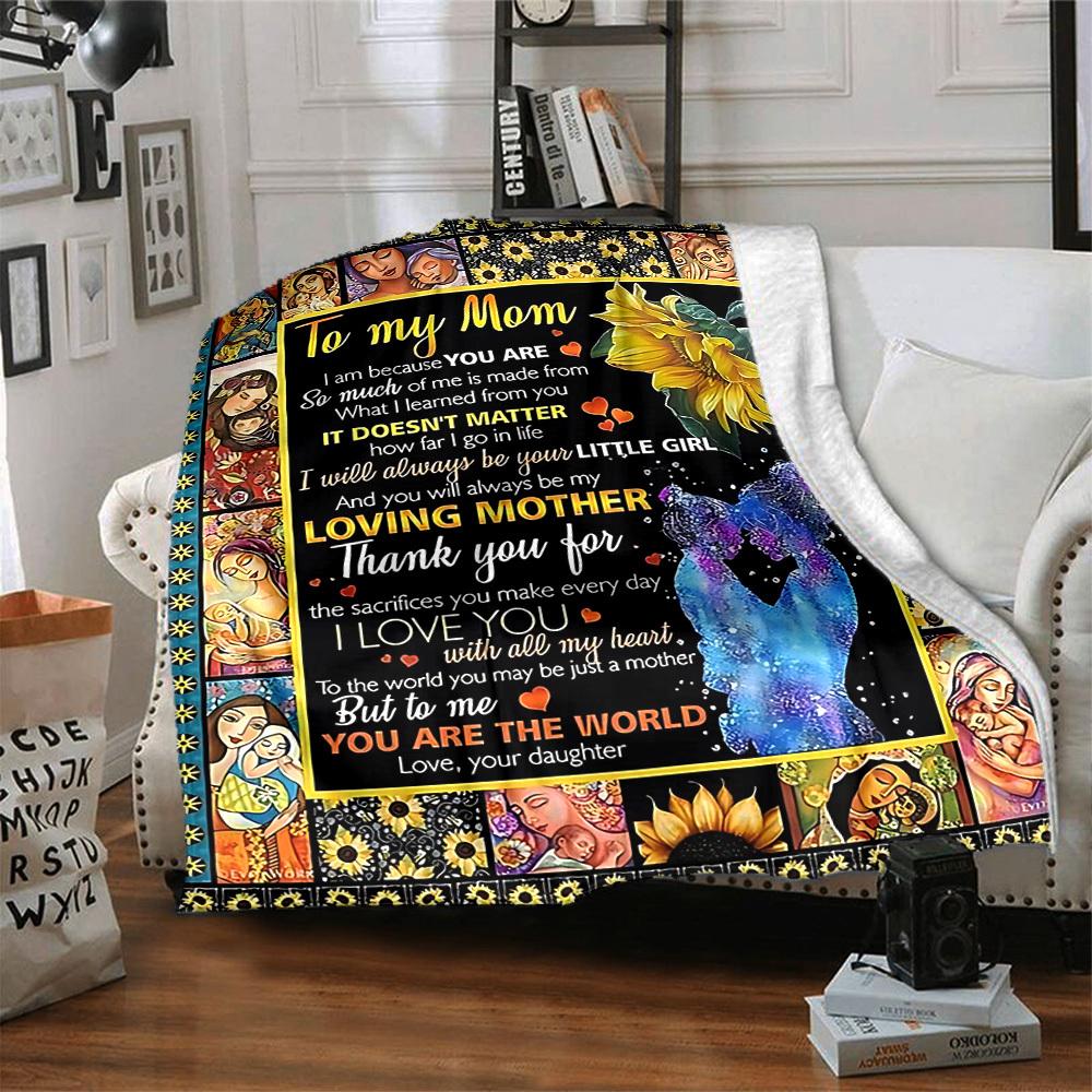 1pc Mom Appreciation Envelope Blanket, Lightweight Flannel Throw For Sofa, Bed, Travel, Camping, Livingroom, Office, Couch, Chair