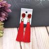 Retro flower gemstone with diamond fringed stud earrings long celebrity temperament earrings women's versatile earrings