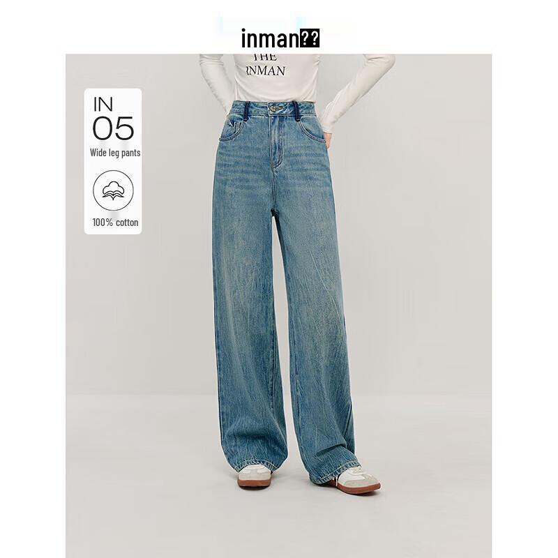 Inman Women s Loose Wide-Leg Washed Jeans 28