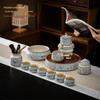 Ru Kiln Blue & White Lotus Luxury Automatic Tea Set - Business Gift for Leaders & Elders