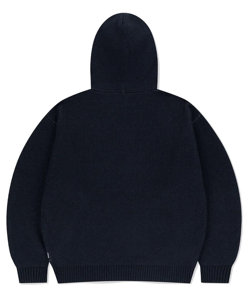 MAHAGRID Script Logo Knit Hoodie Navy(Mg2Efmk640A)