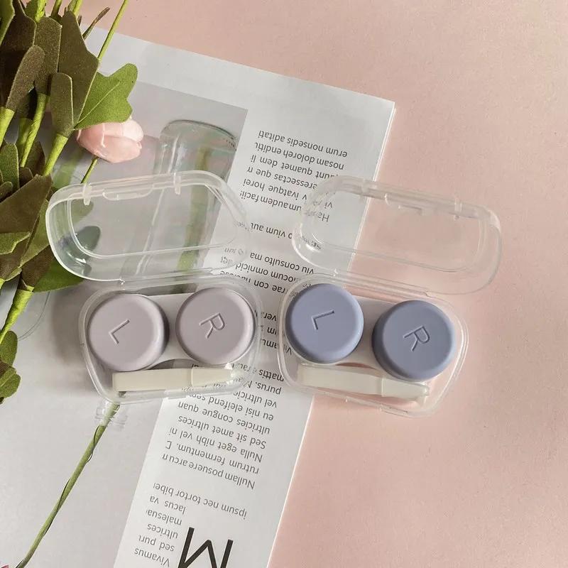 Contact Lenses Case Eyes Care Travel Kit Holder Container Lens Box Simple Candy Color Contact Lens Case Box for Women Girl