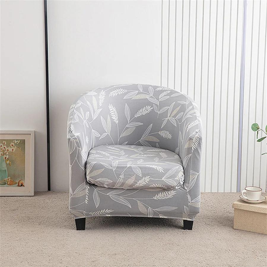 Spandex Tub Chair Cover Flower Print Club Armchair Slipcover Elastic Washable Seat Case Protector for Living Room Home Decor
