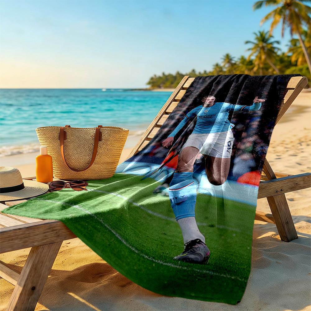 Haaland Enthusiasten Strandtuch Superweiche Mikrofaser Schnelltrocknendes Gewebe Bequem Leicht Geeignet für Schwimmen, Fitnessstudio, Camping, Yoga Urlaub