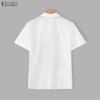 ZANZEA Women Casual Turn Down Collar Short Sleeve Loose Print Blouse