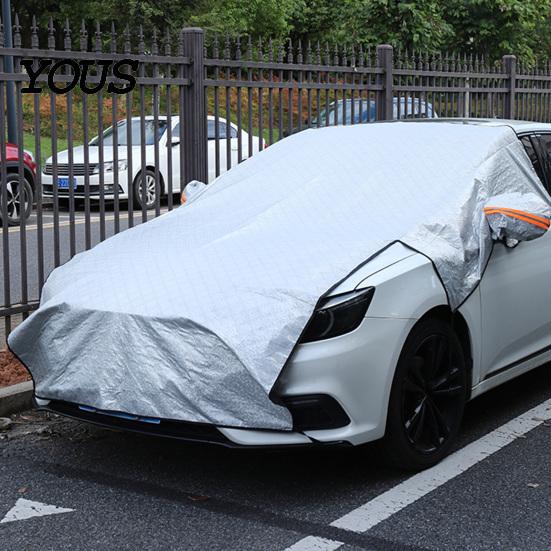 Waterproof Ice Guard for SUVs Car Windshield Snow Cover with Hood Extension, Aluminum Film Half Universal Fit Sun Shade Cover, Winter Frost SUV Sedan