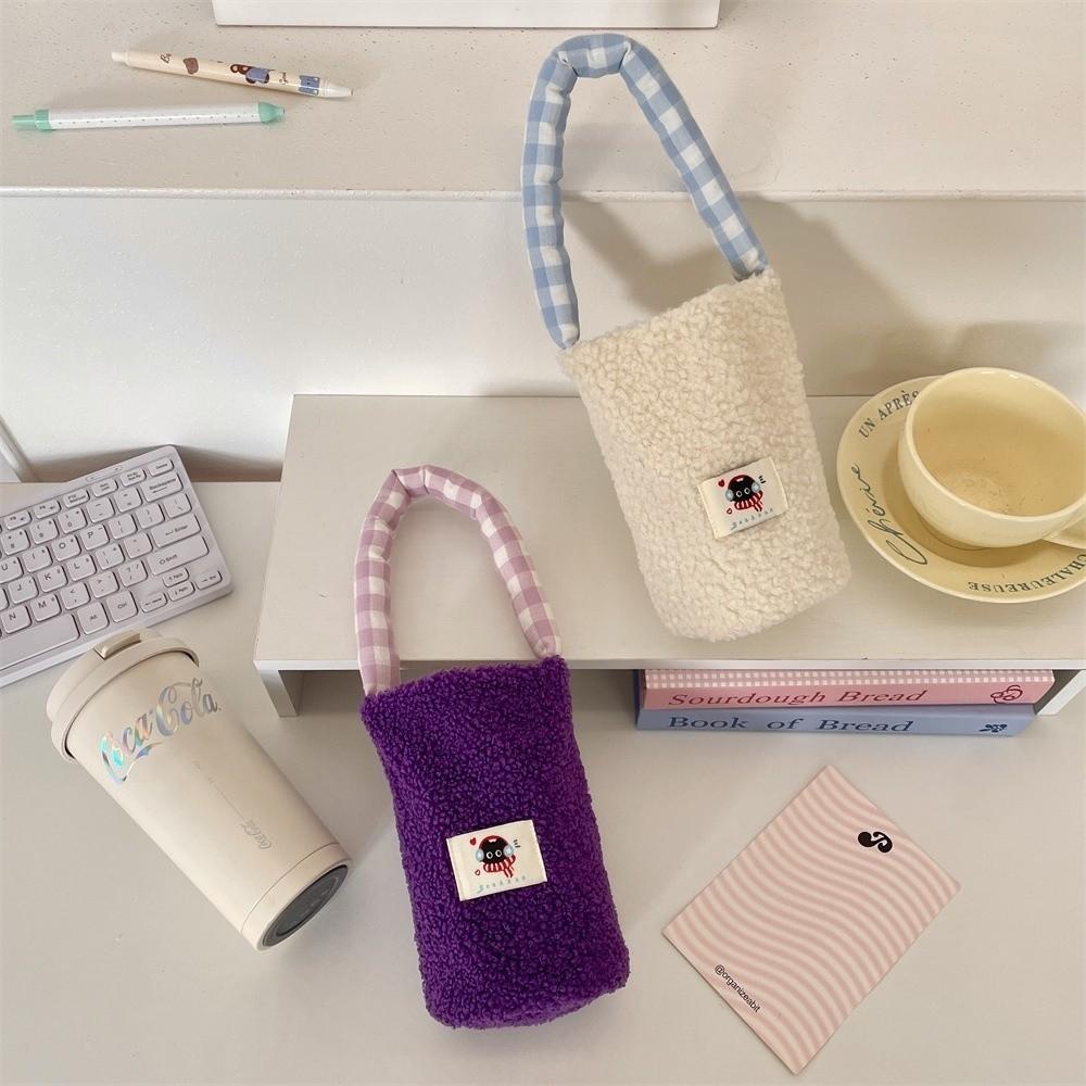 Fashion Protective Cover Water Bottle Bag Plaid Insulated Design Mobile Phone Bag Portable Water Bottle Sleeve Travel