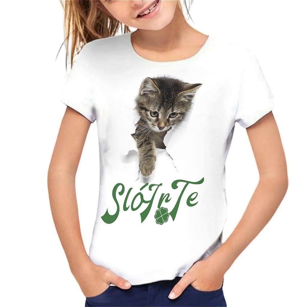 Kids T-shirt 3d Print Summer Children's Cute Animal 3D Printed Simple and Casual Round Neck Short Sleeved T-shirt