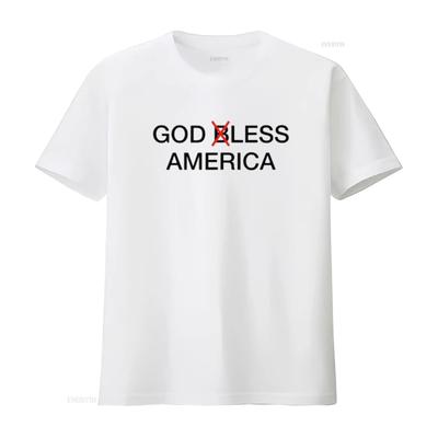 Mens Godless America B Crossed Out In God Bless For Atheists T Shirt White Medium Vintage Washed Comfortable