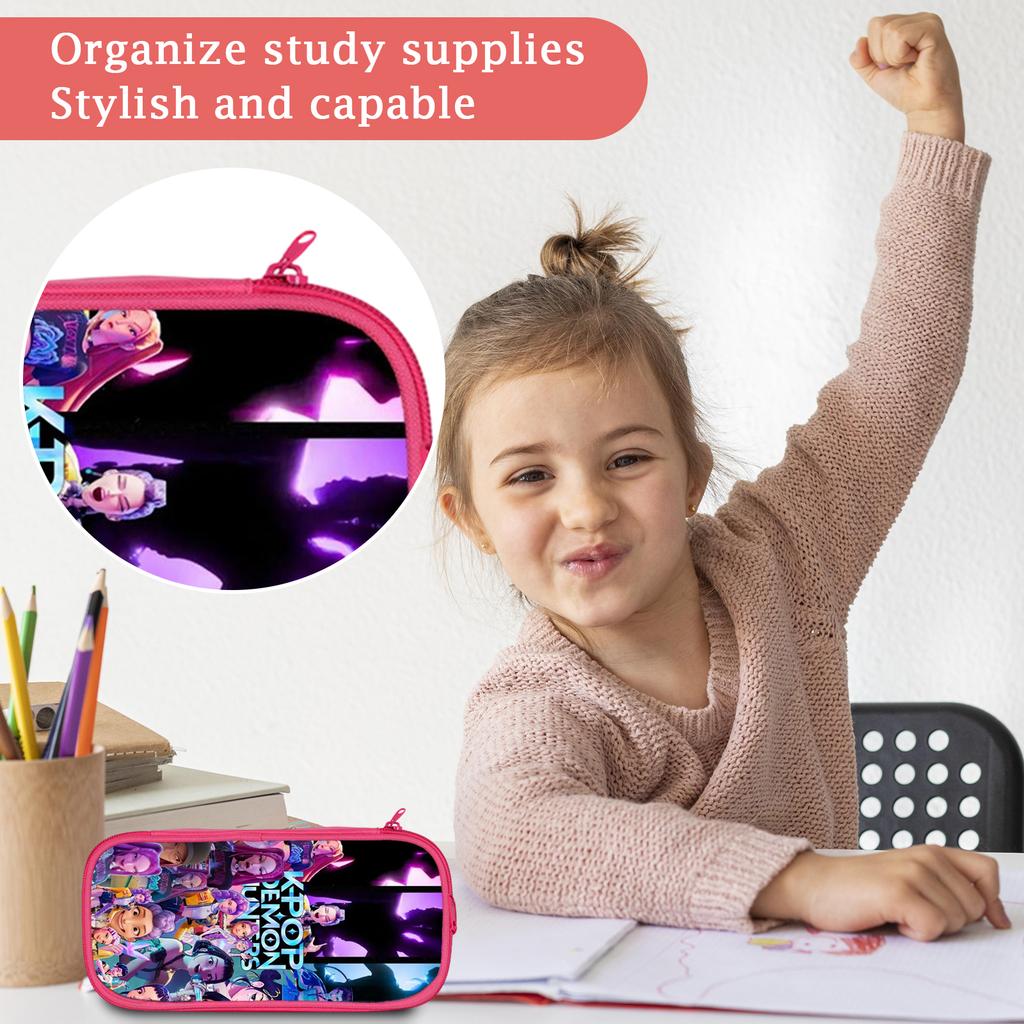 Printed Double-layer Pencil Case Deadpool/ Student Blue Storage Stationery Bag Pencil Bag