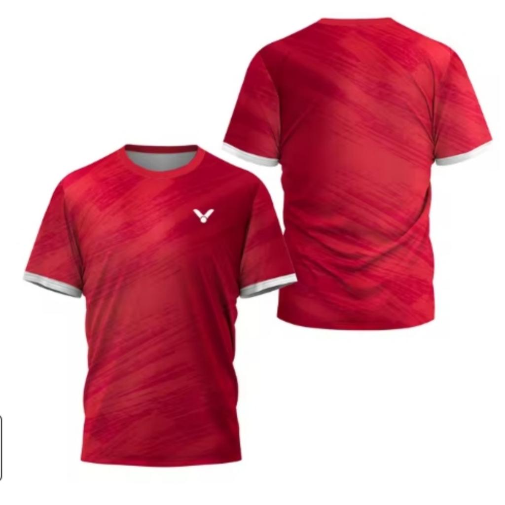 Laser Neon Print Men's Badminton T-Shirt Luxury Brand Short Sleeve Men's Summer Table Tennis T-Shirt Quick Dry Short Sleeve Tee
