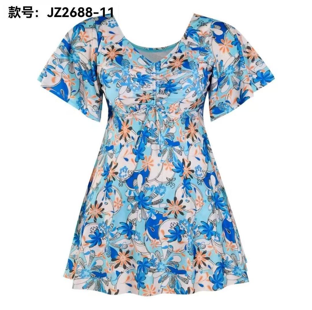 New Swimsuit Women Soak In Hot Spring Fat Mm Plus Size Fat Girl Conservative Belly Cover and Thin Flat Angle Fat Floral One-piece Swimsuit