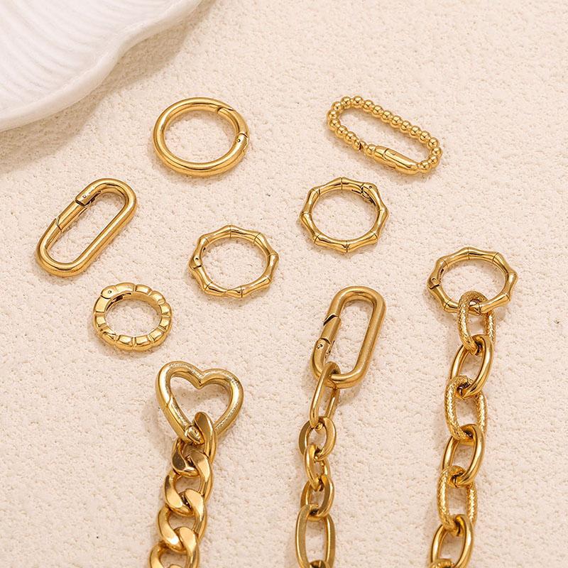 1Pcs Stainless Steel Clasps Gold Geometry Heart Round Ring Lobster Clasp Hook Connectors Diy Jewelry Making Supplies Accessories