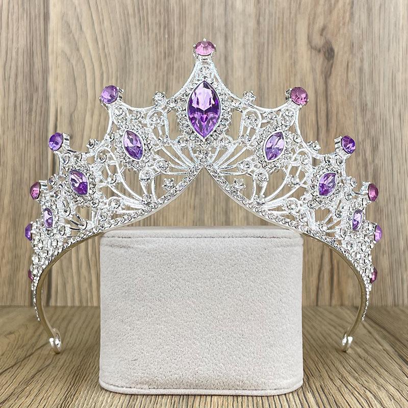 Elegante Barock-Hochzeitskrone für die weibliche Braut, Kristallperlen, Königinkrone, Braut-Tiara, Prinzessinnen-Haar-Accessoire, Schwarz