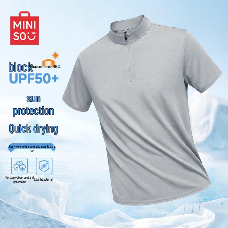 MINISO Men's Half-Zip Quick-Dry Sun Protection T-Shirt