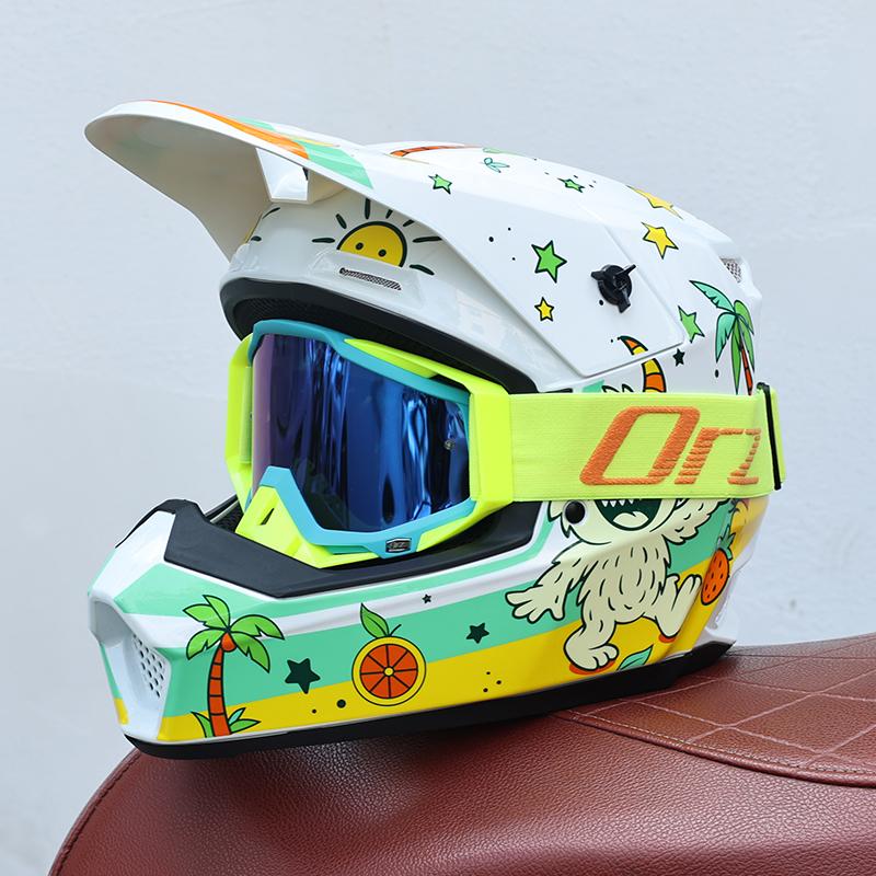 ORZ-903-Unisex All Weather Motocross Helmet with Goggles, Reinforced ABS DOT Standard Ventilated Off Road Safety Helmet