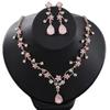 2026 Fashion Sweet Flower Clavicle Chain Earrings Set Bridal Wedding Dress Accessories Two-piece Set
