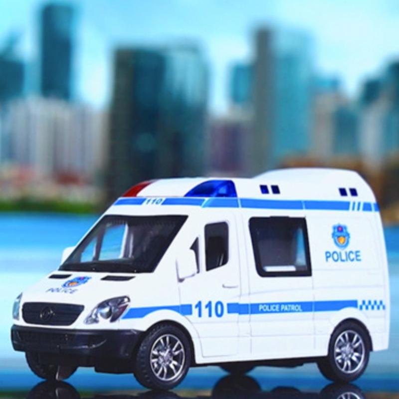 1Pc Boys Toys 1:32 Mini Car Diecast Ambulance Fire-Truck Policecar Model Sound And Light Vehicle Simulation Collection Gifts