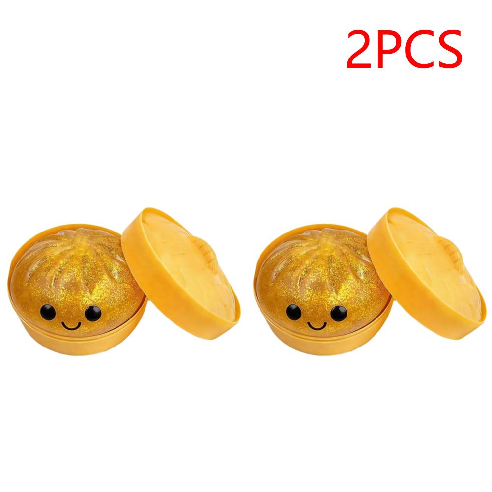 Glitter Bun with Food Steamer Stretchy Desk Toys Squeeze Dough Ball Soft Dumpling Bun Simulation Fidget Toy for Kids Adults