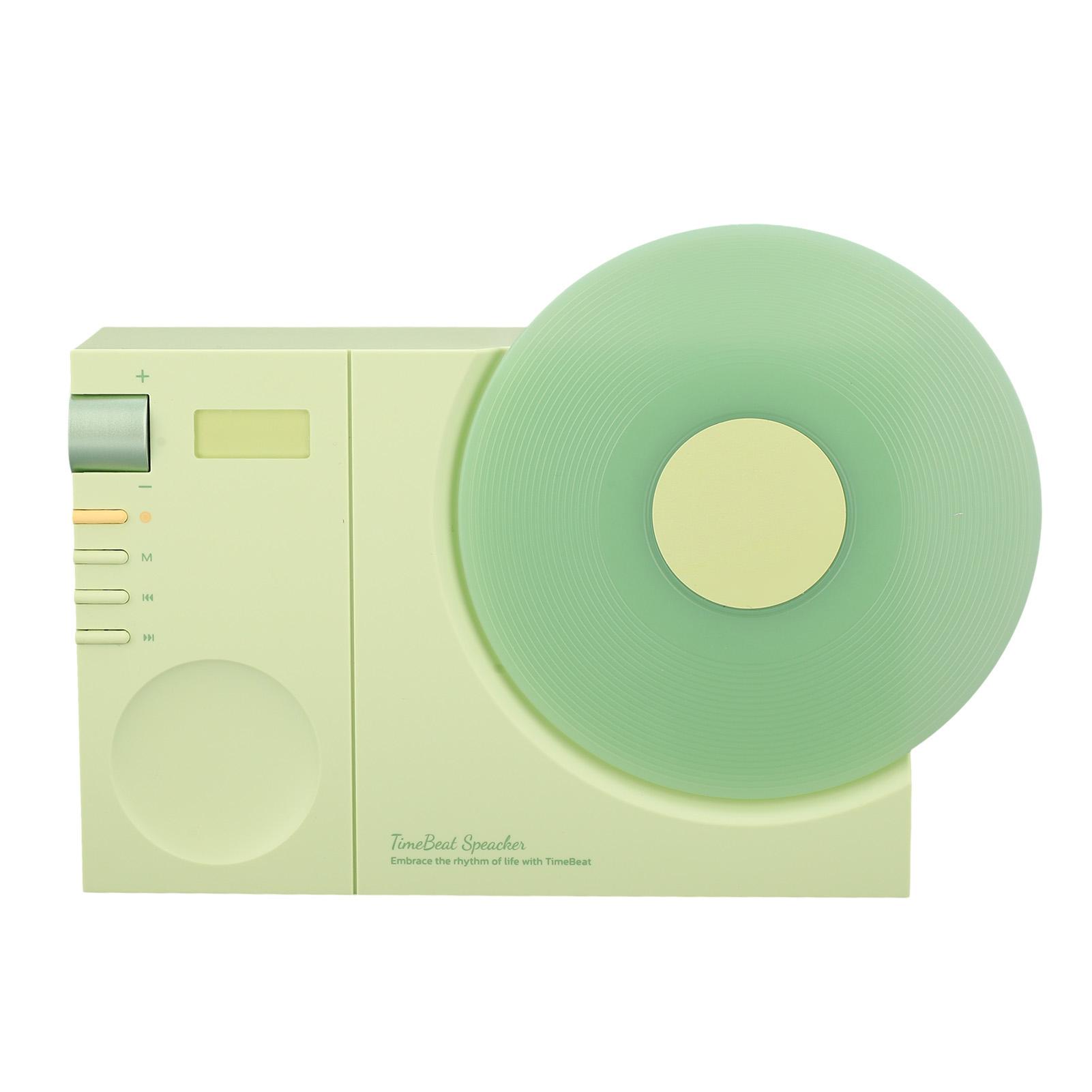 

Винтажный виниловый проигрыватель стиль Bluetooth динамик USB перезаряжаемый старомодный портативный зелёный