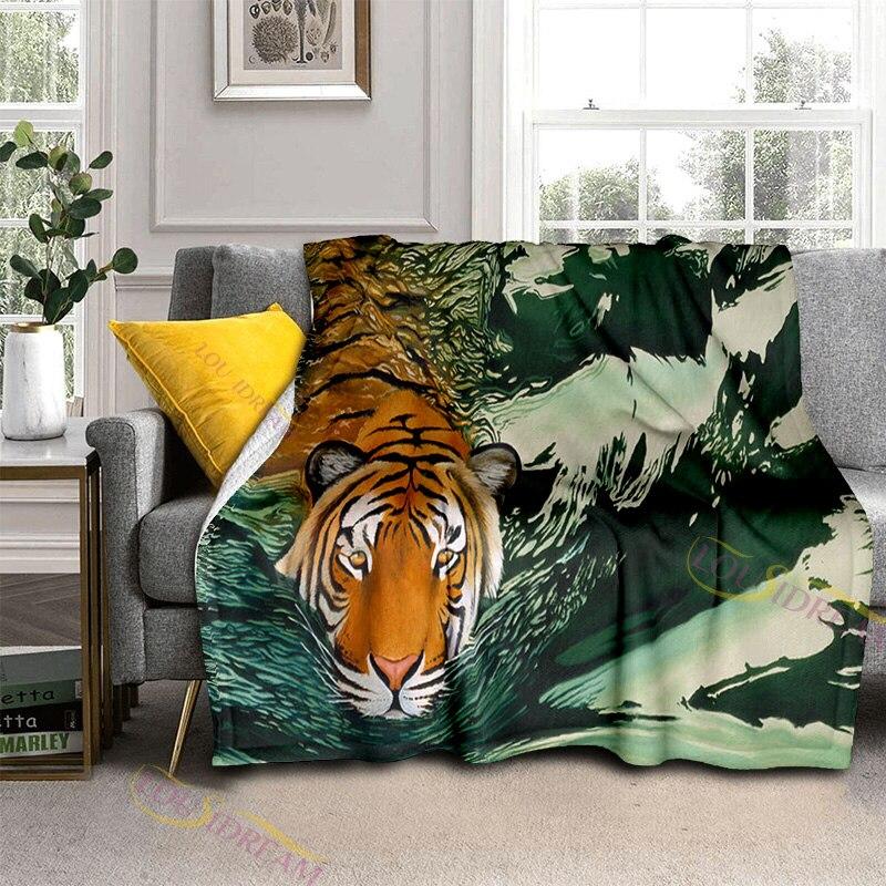 Galaxy Animal Tiger Print Fluffy Blanket Home Decoration Suitable for Living Room Bedroom Office Office Travel Blanket
