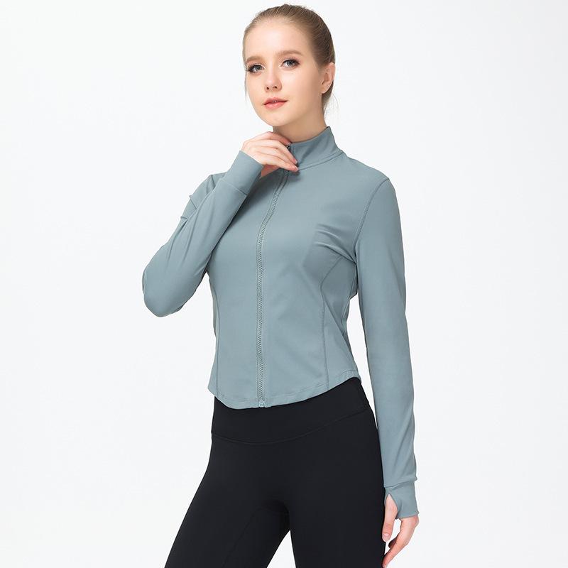 

Women s 2025 Spring Slim Fit Nude Yoga Jacket - Comfortable Stand-Up Collar, Body Shaping Fitness Top Small