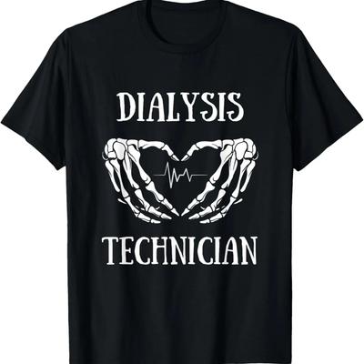 Dialysis Technician Skeleton Heartbeat Halloween Costumes T-Shirt