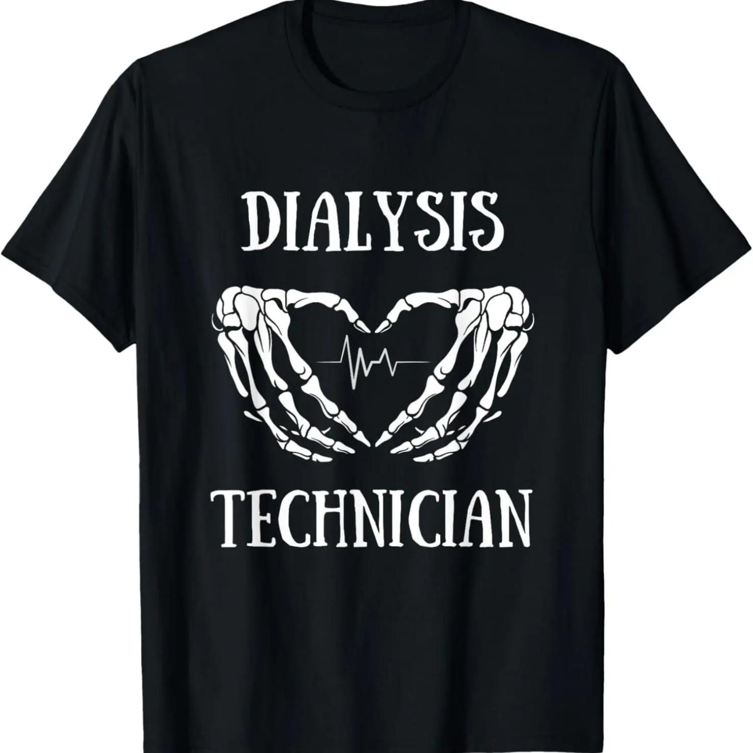 Dialysis Technician Skeleton Heartbeat Halloween Costumes T-Shirt S