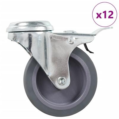 Vidaxl 12 Kółek Skrętnych Z Otworem Na Śrubę, 75 Mm