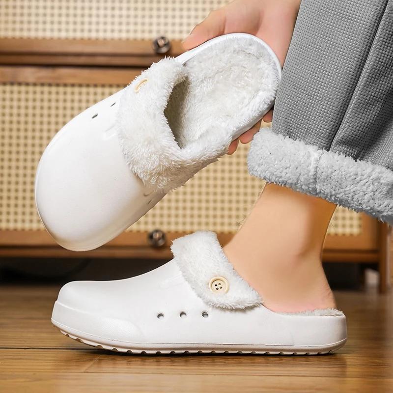 Fashion Winter Men's Slippers Fashion Eva Waterproof Platform Male Footwear House Outdoor Mans Slippers Non-slip Man Slipper Main Push