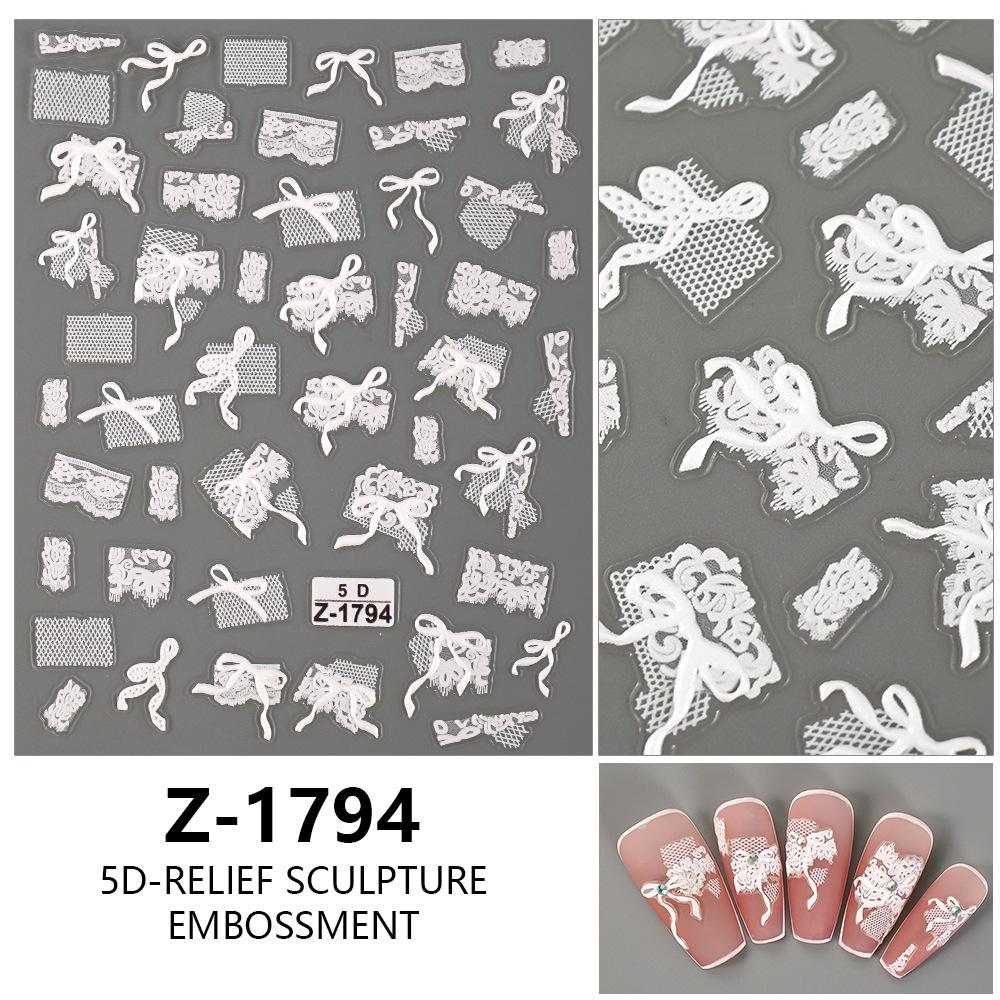 

5D Embossed Lace Bow Knot Nail Stickers - Z1794