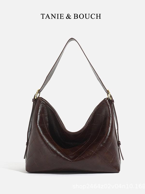 2025 Versatile Retro Casual Underarm Tote & Crossbody Shoulder Bag – Large Capacity Bucket Design Coffee