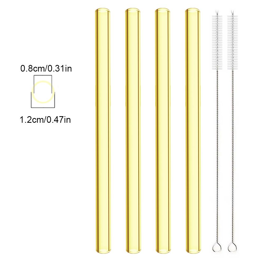 High Borosilicate Reusable Drinking Straw Eco Friendly Glass Straw for Bubble Tea Smoothies Bar Accessories Straw with Brush