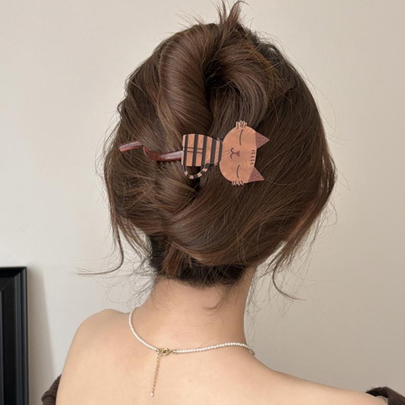 1PC Kitty Shaped Barrettes Nonslip Grip Lightweight Hair Accessories Acrylic Barrettes For Different Hairstyles
