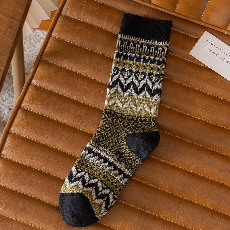 

Японские ретро этнические носки из хлопка средней длины для женщин One Size чёрный