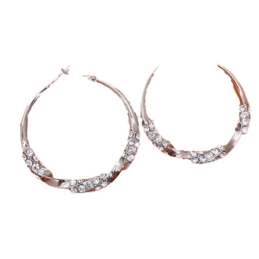 Luxury Diamond Hoop Earrings Large Circle Design with Zirconia Elegant Chic Ear Jewelry for Women