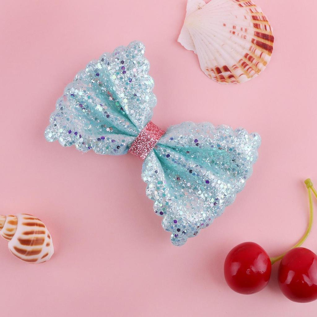 Glitter Bowknot Scallion Powder Hair Clip – Cute and Versatile Hair Accessory for Women and Children