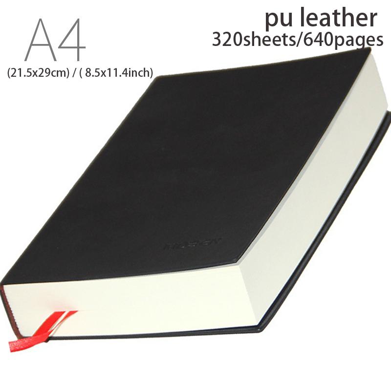 640/400/240/160 sider Ultratykk linjert studentdagbok Notatbok Kontorrekvisita A4/A5/A6 PU-skinn Arbeidsnotatblokk for forretninger