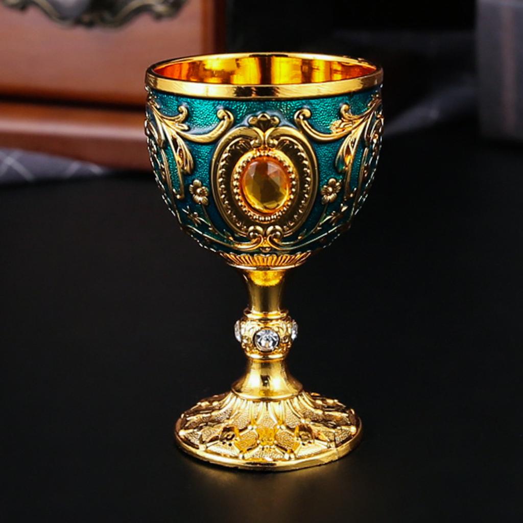 2Pcs Vintage Medieval Goblet Drinking Glass Metal Wine Glass Decoration Drinkware Metal Wine Glass Decoration Drink Cup