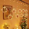 OEING Christmas Santa Claus Cartoon Curtain String Lights