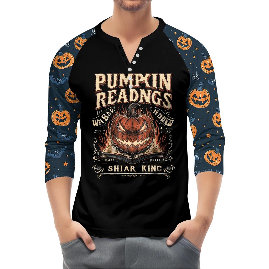 Pánské propínací tričko s kontrastním raglánovým 3/4 rukávem