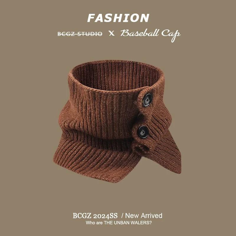 Korean Style Women's Knitted Woolen Neck Gaiter & Scarf with Buttons