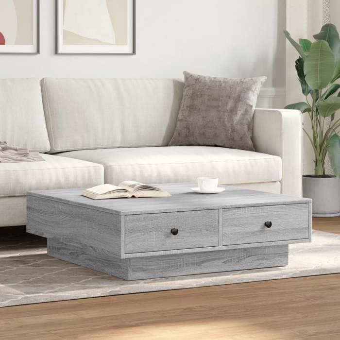 VidaXL Coffee Table Sonoma Grey 90x90x28 Cm Engineered Wood 848092