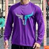 Autumn Men's Long sleeved T-shirt OX Head Men's Fitness T-shirt Polyester Elastic Sports T-shirt Breathable Graphic Gym T-shirt top