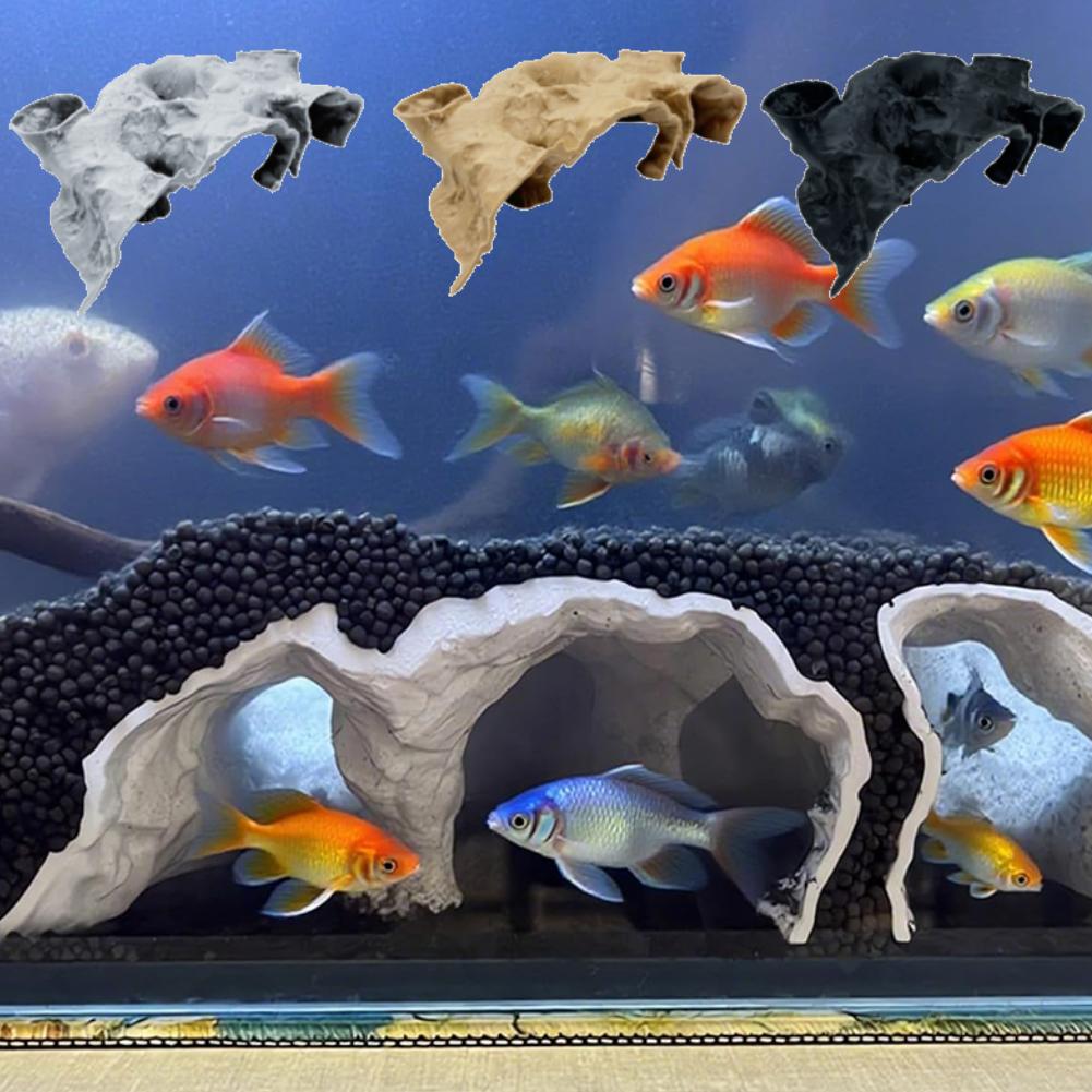 Aquarium Decoration 3D Printed Natural Curve Under Tunnel Cave Fish Tank Accessories Fish Hideout Aquarium Decor Hiding House