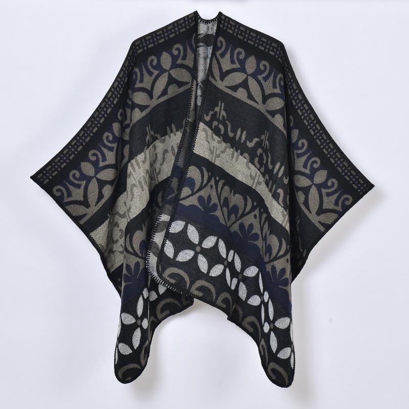 New scarf shawl women's fashion simple thickened jacquard warm cardigan