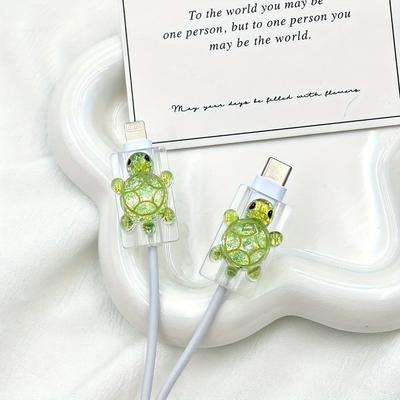 2 pezzi Proteggi Cavo Dati Tartaruga Cartone Animato Carino per Testa Caricabatterie Apple Biter - Plastica Resistente, Design Colorato, Accessori Tartaruga Carini