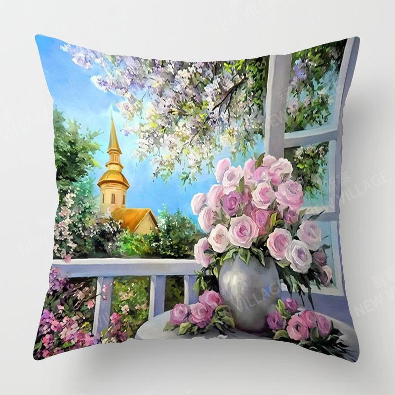 Home Living Room Decoration Cushion Covers Vintage Oil Painting Style Throw Pillow Cover45*45 Pillowcase 40x40cm 50x50 45x45