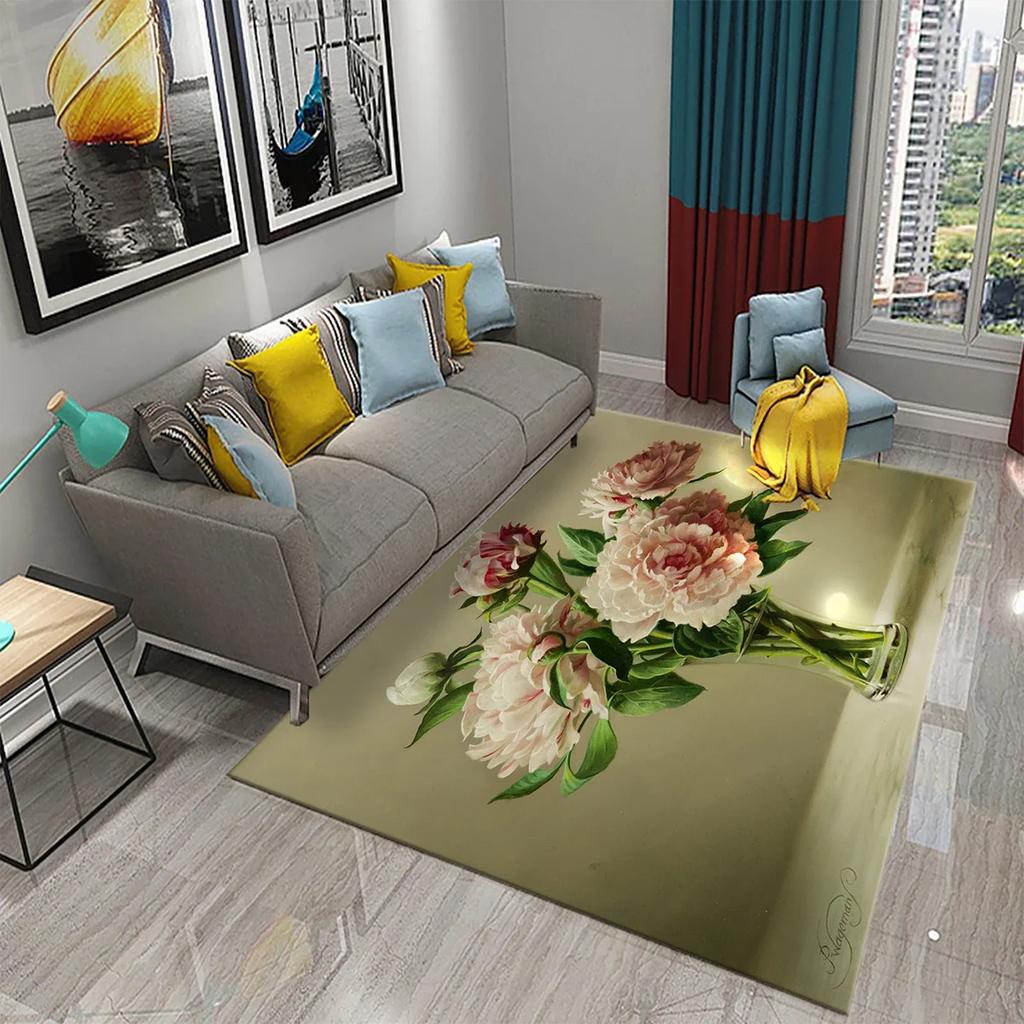 Colorful Oil Painting Flower Carpet Bathroom Kitchen Anti-Slip Carpet Door Mat Doormat Outdoor Living Room Bedroom Floor Mat Rug