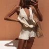Damen ärmellos V-Ausschnitt Strick Zweiteiler Set Lässiges Cropped Top und Shorts
